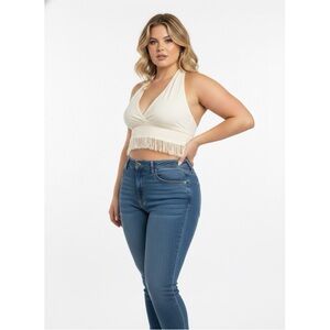 Elegant Halter Top with Fringe